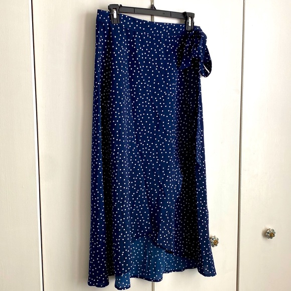 New Choice Dresses & Skirts - Navy polka dot wrap skirt